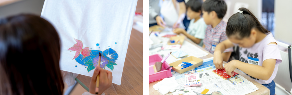 子どもたちが作品づくりに熱心に取り組む様子